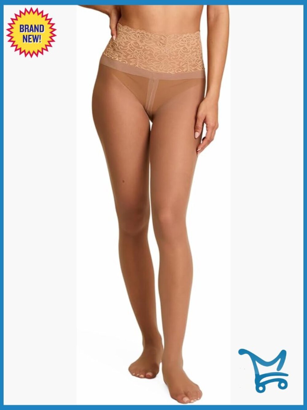 Sexy Sheer Tights Lace Waistband Microfiber Snag-Resistant Hosiery